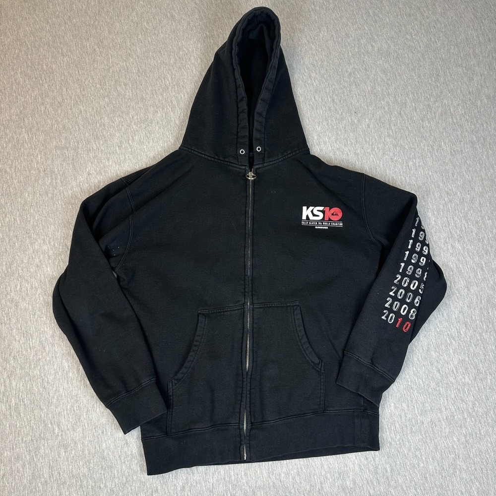 Quiksilver KS10 Kelly Slater 10x World Champion Full Zip Hoodie Black Surf Skate